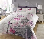 Sleepdown New Paris Romance Duvet Cover & Pillowcase Set Bedding Digital Print Quilt Case Bedding Bedroom Daybed (Single)