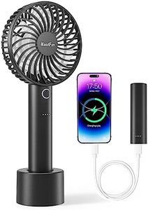 HandFan Upgraded Versatile Portable Handheld Fan with Charger/Charging Base, Rechargeable Personal Hand Fans for Women, Mini Electric Fan for Desk Beach Makeup Office Travel Outdoors(Black)