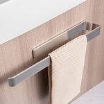 JS Towel Rail Self Adhesive Hand Towel Holder Over Door Tea Towel Rails Bathroom Kitchen Shower Storage Organiser Accessories, No Drilling