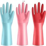 KAQ 3 Pairs PVC Rubber Gloves with 