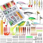 TCMBY 327PCS Fishing Tackle Lures Bait Kit Set Fishing Tackle Box with Tackle Included Fishing Gear, Fishing Lures, Worm, Spinner, Spoon, Hook for Freshwater Bass Trout Fishing Gifts for Men