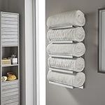 House & Homestyle Chrome Towel Holder, Wall Mountable 5 Tier Hanging Towel Storage Rail/Rack for Bathroom, En Suite or Toilet