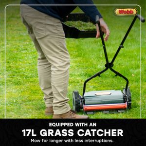 Webb Sidewheel Manual Cylinder Lawnmower, 30cm, 4 Heights, 17L Box