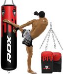 RDX Unfilled Punch Bag 4FT 5FT for Pro Training, 50KG Max Filling Capacity, 4PC 3PC Heavy Boxing Bag Set and Gloves Bracket Hanging Steel Chain, MMA Kickboxing Muay Thai Karate BJJ Home Gym Fitness