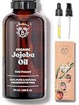 Bionoble Organic Jojoba Oil 50ml - 100% Pure, Natural and Cold Pressed - Face, Body, Hair, Beard, Nails - Vegan and Cruelty Free - Glass Bottle + Pipette + Pump