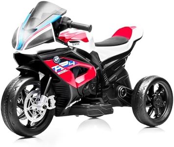Kiddokidz Licensed BMW Kids Electric Motorcycle - 12V Motorcycle Ride On Toy for Kids Ages 3-6 Years, 3-Wheel Chopper with Reverse, Headlight, Horn, Music（Red）