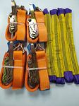 4x Orange 5t 5000kg - CAR TRAILER Alloy Wheel Soft Link Tie Down Transporter Heavy Duty Ratchet Straps