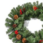 AGM 9ft Christmas Garland, 2.7m Garland with 320 Tips, Pinecones and Berries for Door, Stairs, Fireplace, Indoor and Outdoor Decorations