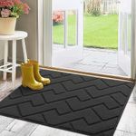 Biscpro Door Mat, 80x100 cm DoorMat Indoor Washable, Doormat Indoor Dirt Trapper Non-slip,Absorbent Inside Entrance Rug Mat for Entryway,Patio,Garden,Laundry Room,Pets - Dark Gray