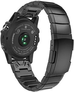 Moko Quickfit 26 Watch Band Compatible with Garmin Fenix 3/Fenix 3 HR/Fenix 5X/Fenix 5X Plus/Fenix 6X/Fenix 6X Pro/Descent Mk1/Mk2/Mk2i/D2 Delta PX,Stainless Steel Replacement Strap, Black