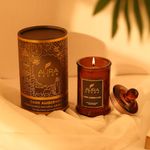 AuraDecor Scented Tomb Lid Jar Candle Organic Aroma Candles Soy Wax, Aromatic/Aromatherapy Fragrance Votive Candle (Dark Amber + Oud)