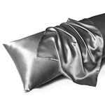 MR&HM Satin Body Pillow Cover, 20x54 inches Body Pillow Case for Adults, Silk Satin Cooling Body Pillow Pillowcase with Envelope Closure (20x54, Dark Grey)