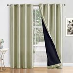 ThinkArtDecor Blackout Curtains 7 feet Long Set of 2, Room Darkening Thermal Insulated Solid Door Curtains with Tie Backs, Creamy Beige