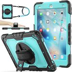 SEYMAC Stock Case for iPad Air 3rd/ Pro 10.5'' 2019/2017 with Screen Protector, Pencil Holder [360 Rotating Hand Strap] &Stand, Drop-Proof Case for iPad Air 3rd/ Pro 10.5, usLightBlue