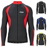 FDX Mens Cycling Jersey, Windproof Warm Winter Cycle Tops, Long Sleeves Water-Resistant Lightweight Thermal Bike Jacket, Windproof Bicycle Shirt for Riding, and Running(Red, M)