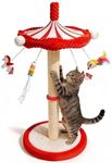 MOYMO Carousel Interactive Cat Toys for Indoor Cats, 39" Tall Cat Scratching Posts for Indoor Cats Adults with Rotating Top, Cute Cat Scratch Post with Hanging Cat Toys, Large