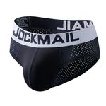 JOCKMAIL Mens Mesh Soft Boxer Brief Underwear Trunks Mens Brief Sport Breathable Underpants (M, 319Black)