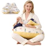 SNOWIE SOFT® Feeding Pillow for New Born Baby, Baby Feeding Pillow with Infant Support Cushion, Multi-Purpose Nursing Pad with Removable Neck Belt for Mom Babies Skin Friendly Breathable Fabric