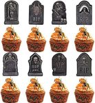 MEMOVAN Halloween Cupcake Toppers Tombstones Cupcake Picks Graveyard Cake Topper Gravestone Cake Picks Scary Halloween Cupcake Decoration for Halloween Horror Party