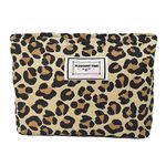 Cosmetic Bags for Women Makeup Bag Large Capacity Purse Travel Bags for Cosmetics Zipper Storage Pouch Make up Organizer for Women and Girls Gifts, Yellow, Leopard