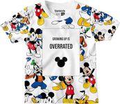 Bon Organik Official Disney Mickey Boys T-SHIRT ||Boys Cotton tshirt printed (8-9 Years) White