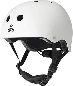 Triple Eight LIL 8 Dual Certified Sweatsaver Kids Skateboard and Bike Helmet with Padded Chin Buckle, White Glossy, (3922)