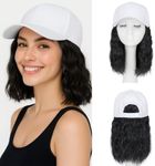 SEGO Hat Wig, Hat with Hair Attached for Women White Baseball Cap with Hair Extensions, Short Curly Bob Baseball Cap Wig Adjustable Hats for Daily Party 8 Inch #1