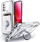 Shields Up for Moto G Power 2022 Case Clear, Minimalist Wallet Case with Card Holder and Ring Kickstand/Stand, Drop Protection Slim Protective Cover for Motorola Moto G Power 2022 -Clear