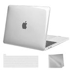 MOSISO Compatible with MacBook Pro 13 inch Case M2 M1 2024 2023 2022-2016 Release A2338 A2289 A2251 A2159 A1989 A1706 A1708, Plastic Hard Shell Case & Keyboard Cover Skin & Wipe Cloth, Crystal Clear