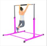 Pro-Gymnastics Expandable Gymnastics Kip Bar Horizontal Bar Professional Junior Gymnastic Training Cushioned High Bar Asymmetric Bar Height Adjustable 3 to 5 FT Use HD Curved Legs (Purple)