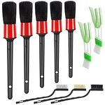 HMPLL 10pcs Auto Car Detailing Brush Set Car Interior Cleaning Kit Includes 5 Boar Hair Detail Brush,3 Wire Brush, 2 Air Vent Brush for Cleaning Car Interior Exterior, Dashboard Engines Leather Wheel