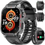 Smart Watch for Men, 2.02” HD Big Screen Rugged Smart Watch with Bluetooth Call Blood Oxygen Heart Rate Sleep Fitness Tracker, Built-in DIY Dial 123 Sport Modes Fitness Watch for Android iOS Black