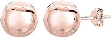 14K Rose Gold Ball Stud Earrings, 6mm