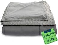 Quility Weighted Blanket for Adults - 15 LB Queen Size Heavy Blanket for Cooling & Heating - 100% Cotton Big Blanket w/Glass Beads, Machine Washable Blankets - 60"x80", Grey