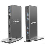 WAVLINK USB Docking Station, Single 5K HD Universal USB C Dock or Dual 4K Multiple Video Display Dock, Aluminum Design, Support for Windows 7/8/ 8.1/10 & Mac (2*HDMI, 2*DP, Ethernet, Audio, Mic)