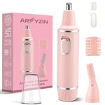 Nose Hair Trimmer for Women 2 in 1 Painless Eyebrow Trimmer and Nose Trimmer Facial Hair Removal Nasal Hair Clippers Professinal, Waterproof, Dual-Edge Blade,Pink