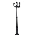 MiniSun Traditional 1.95m Black 3 Way IP44 Outdoor Garden Lamp Post Light - Complete with 3 x 6w LED ES E27 Warm White Bulbs