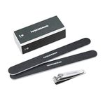 Tweezerman Manicure Kit Includes Nail Clipper Nail Buffer Block 2 Nail Files, Black