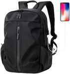 NEWSEE Water Resistant Lightweight Backpack Casual Travel Hiking Backpack Daypack Durable with USB Charging Port (black)