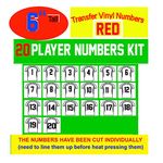 Team Pack Numbers,6" Tall,1-20 consecutively(31 Pieces) Heat Transfer Vinyl Numbers,for Sports T-Shirt Jersey Football Baseball,Iron On,t-Shirt,Same Your time & Money(Style A)(Red)