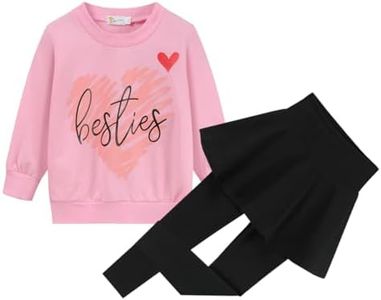 CM-Kid Little Girls Clothes Outfits Heart Print Shirt Sweatshirts + Leggings 2pcs Baby Pants Set for Toddlers and Kids Size 4