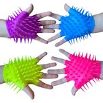 Playlearn Sensory Spiky Gloves Toys for Autism,ADHD,ADD,OCD-Pack of 4 Silicon Soft Stretchy Spiky Sensory Gloves for Kids and Adults-Tactile Glove Sensory for Reducing Anxiety & Stress