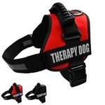 Albcorp Reflective Therapy Dog Vest Harness, Woven Polyester & Nylon, Adjustable Service Animal Jacket, with 2 Hook and Loop Therapy Dog Removable Patches. Red, Medium