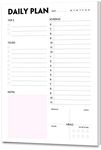 Daily Planner Pad - A5 Calendar, Scheduler, Organizer with Priority, To Do List, Appointments, Notes, Meals and Water Intake Tracker, 50 Undated Tear-Off Sheets, 14.8x21.5cm