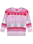 Barbie Christmas Jumper For Girls | Girls Christmas Jumpers | Xmas Jumper Girls | Pink 6-7