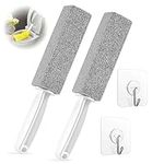 2 Pieces Pumice Stone Toilet Bowl Cleaner with 2 Adhesive Hooks, Toilet Pumice Stone for Cleaning with Handle, Pumice Stone Toilet Cleaner Tool Stain Hard Water Ring Remover