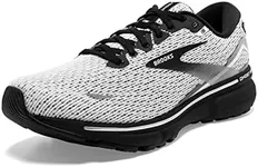 Brooks Men's Ghost 15 Neutral Running Shoe, White/Black, 10