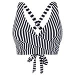 Women's Bikini Tops V Neck Plus Size Swimwear Top Criss Cross Self Tie Bathing Suit Push Up Padded Swim Bikini Top for Women UK Big Bust, Striped, L