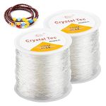 Crystal Elastic Beading Thread, 2PCS 0.6mm Elastic Bracelet String Cord, Beading Thread for Jewellery Making, Cord Clear Stretch Bead Cord for Hanging Christmas Ornaments Bracelet Making(100m)