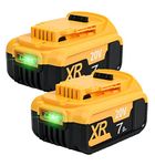 Upgraded 2Pack 7.0Ah DCB200 Battery Replacement for DEWALT 20V MAX Lithium-ion Battery Compatible with DCB205 DCB204 DCV580 DCB180 DCD740 DCD780 DCD785C2 DCB181 Dewalt 20V Cordless Tools Battery